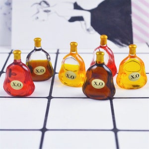 Miniature wine bottle(6pcs) Miniatures Miniature whiskey Dollhouse miniatures Dollhouse miniature artisan Photography props