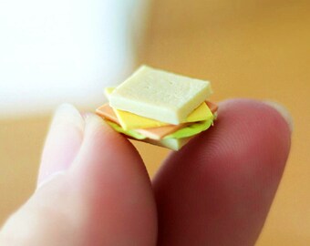 Miniature sandwich 2pcs Miniature food Dollhouse miniatures Dollhouse food Diorama miniatures supplies Food earrings Food jewelry Dolls food