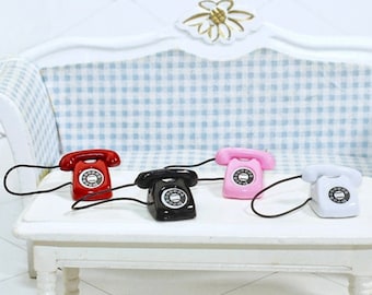 Miniature telephone Dollhouse miniatures Doll house decor Diorama miniatures supplies Dollhouse phone