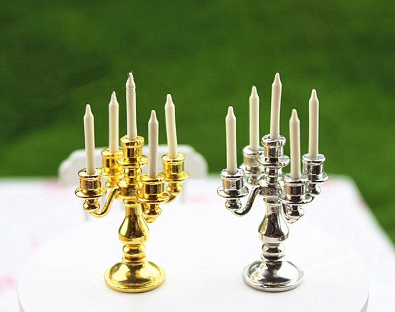 Miniature elegant candle holders Dollhouse miniatures Etsy