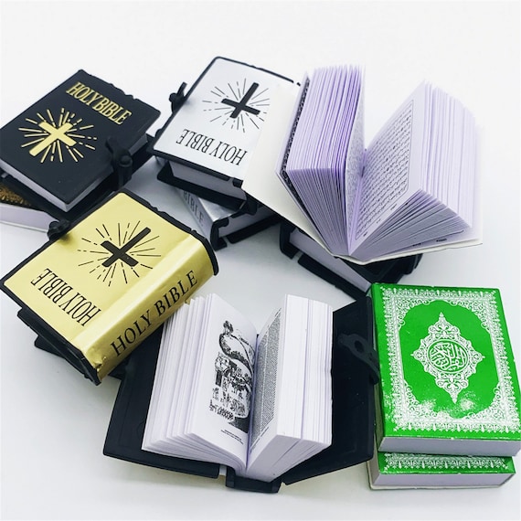 Miniature books bible Mini bible scripture holly writ Dollhouse miniatures Diorama miniatures supplies Dolls book Gift for her