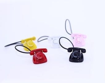 Miniatuurtelefoon (2 stuks) Minitelefoon Poppenhuisminiaturen Poppenhuisdecor Benodigdheden dioramaminiaturen Poppenhuistelefoon