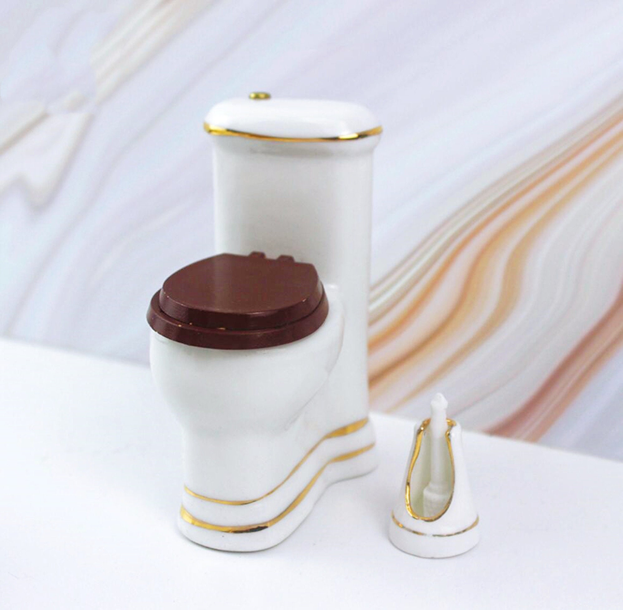 Miniature bathroom set Miniature toilet set Miniatures Etsy