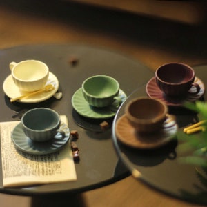 Miniatur Kaffeetasse Set Puppenhaus Miniaturen Diorama Miniaturen Lieferungen Puppenhaus Küche Accessoires Puppenhaus Kaffeetasse Wohnkultur
