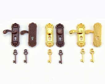 Miniature door locks and keys set Dollhouse miniatures home decoration Diorama miniatures supplies Dolls house decor Photography props