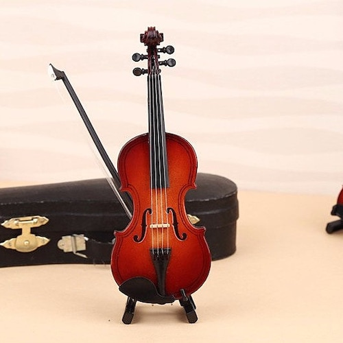 Violon Miniature En Bois Non Toxique Pour Maison De Poupée 1/12 - Modèle Décoratif 80x30mm - Parfait Pour Les Collectionneurs