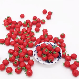 Miniatur Kirsche Tomate(10pcs) Miniatur Früchte Miniatur Gemüse Puppenhaus Miniaturen BJD Puppe Essen Ohrringe Anhänger Fotografie Requisiten