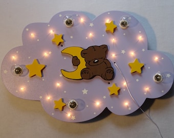 Kinderlampe LED-Deckenleuchte aus Holz Personalisierbar Kinderzimmer Licht Sternenhimmel Nachtlicht mit Name Geschenk Geburtstag Taufe Baby