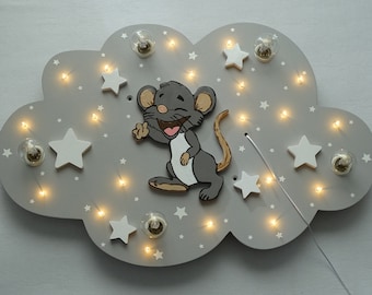 Children's lamp LED ceiling light made of wood Personalizable children's room light starry sky night light with name gift birthday baptism baby