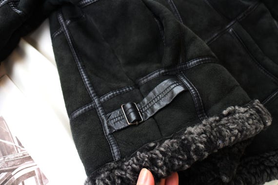 Vintage Italian Shearling Aviator Jacket | Patchw… - image 5