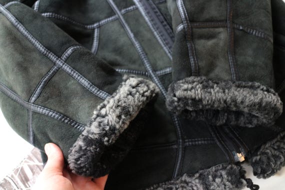 Vintage Italian Shearling Aviator Jacket | Patchw… - image 9