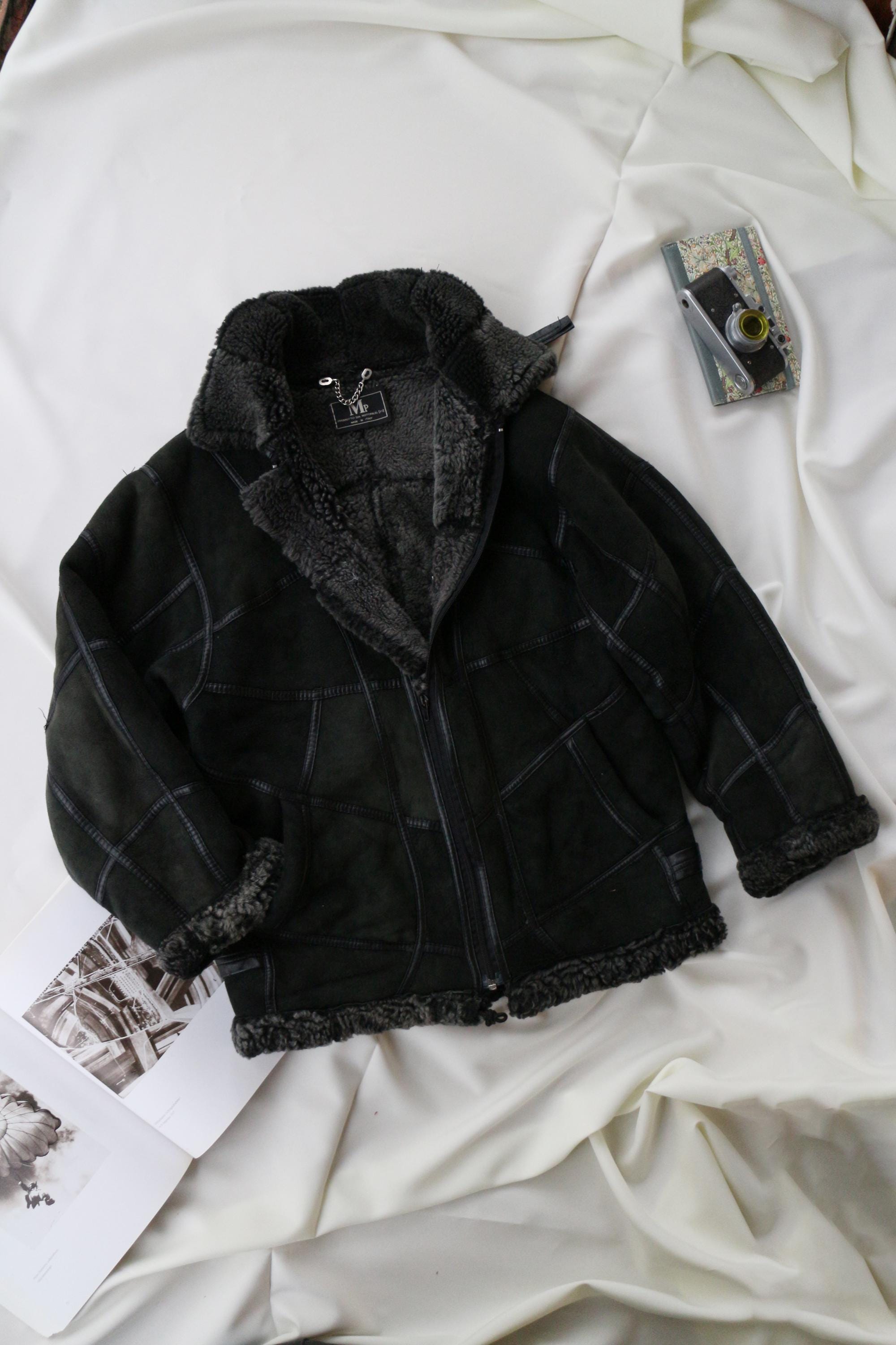 Vintage Italian Shearling Aviator Jacket | Patchwork Leather
