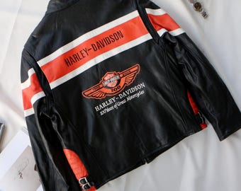 Leather Jacket Vintage Harley Davidson 100th Anniversary Biker