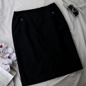 Vintage Austrian Wool Mini Skirt: High Waisted Black Pencil Skirt
