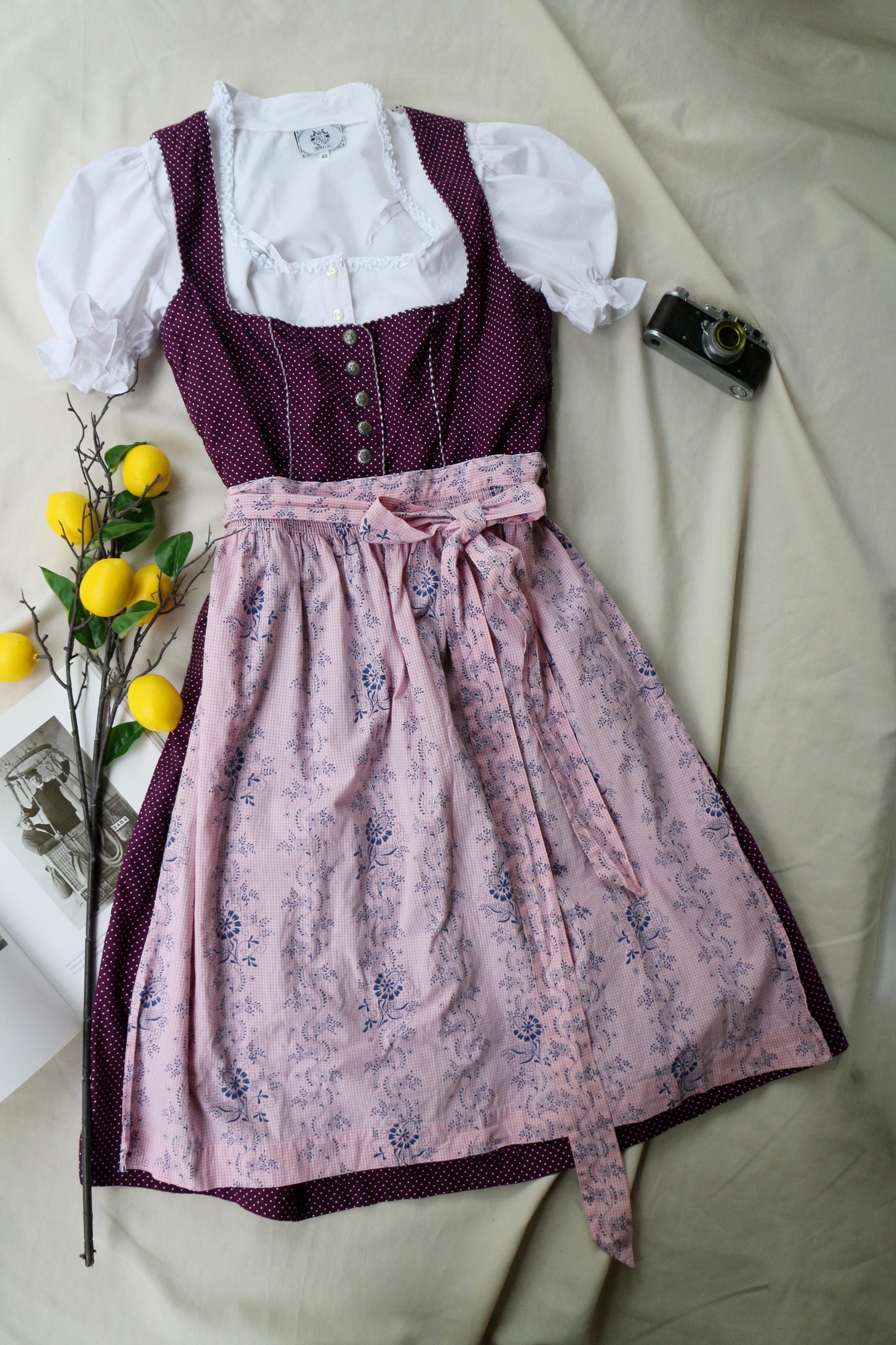 Costume Dirndl Per Ragazze Isar-Trachten 3 Pezzi - Vestito, Camicetta, Grembiule, Perfetto Per Oktoberfest, Matrimoni, Feste Tradizionali