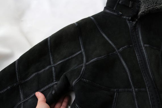 Vintage Italian Shearling Aviator Jacket | Patchw… - image 7