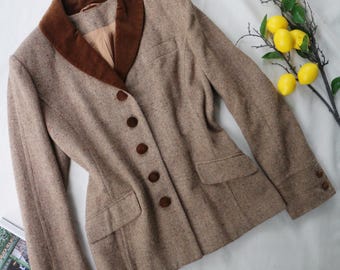 Vintage Wool Blend Riding Blazer | Equestrian Tweed Jacket | Tailored Country Chic Blazer | Cottagecore Coat