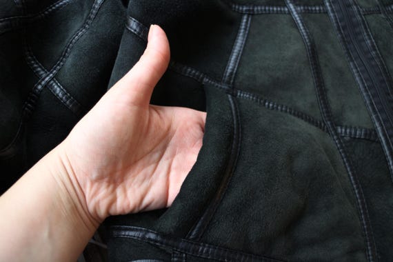 Vintage Italian Shearling Aviator Jacket | Patchw… - image 8