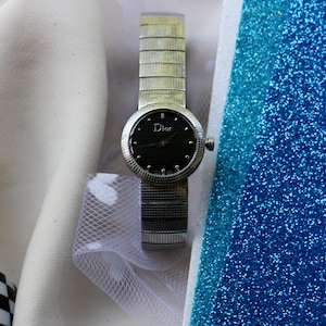 Rare Vintage Dior La Baby D de Dior Watch | Swiss Quartz |  Steel Mesh Watch Black Dial Ladies Watch | Designer Watch