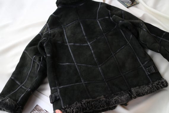 Vintage Italian Shearling Aviator Jacket | Patchw… - image 12