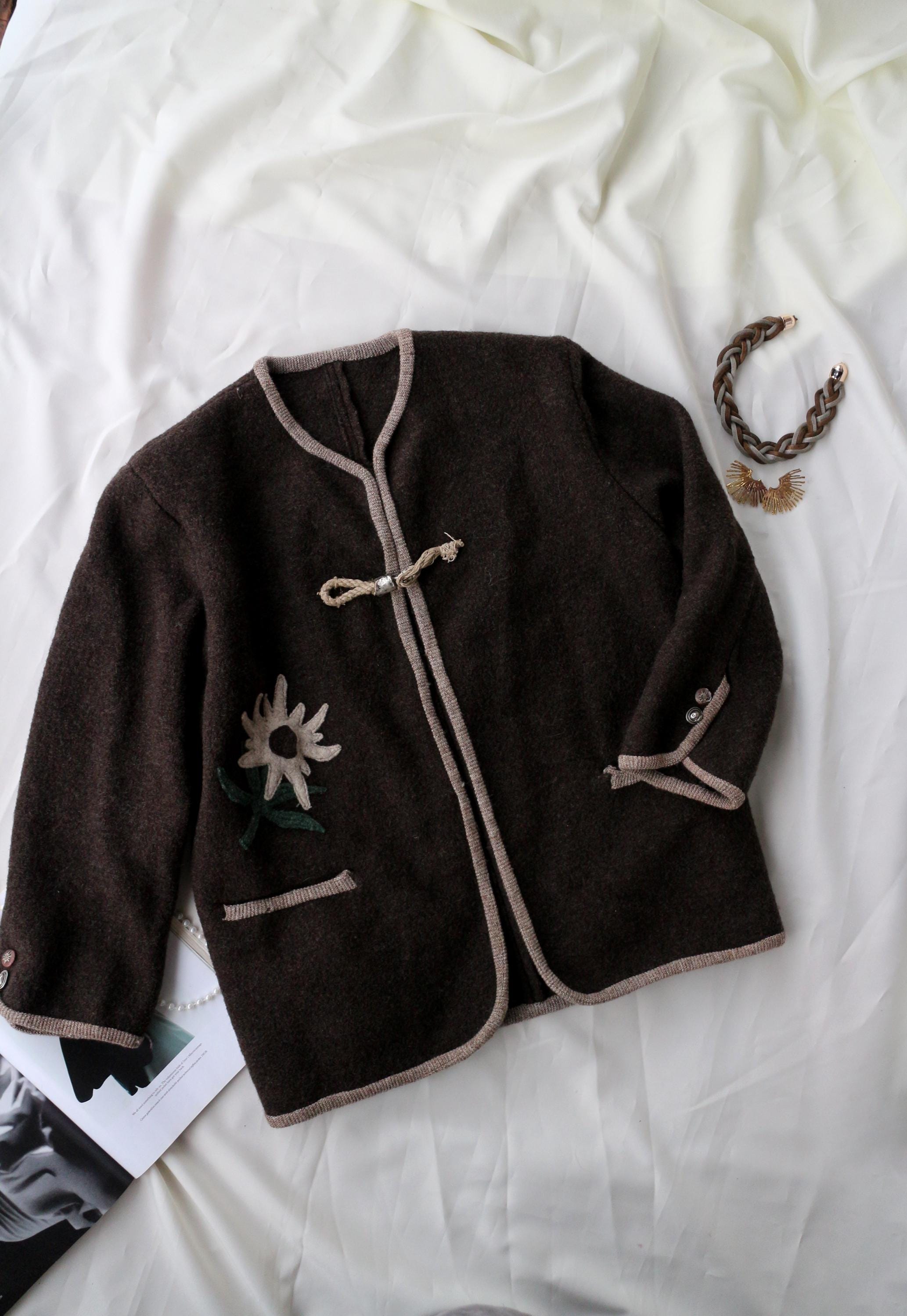 Vintage Tyrolean Wool Jacket Austrian Trachten Edelweiss
