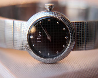 Reloj Christian Dior vintage para mujer / Reloj de pulsera de acero inoxidable fabricado en Suiza / Reloj de lujo de diseño / Reloj Dior minimalista