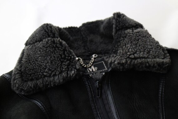 Vintage Italian Shearling Aviator Jacket | Patchw… - image 4