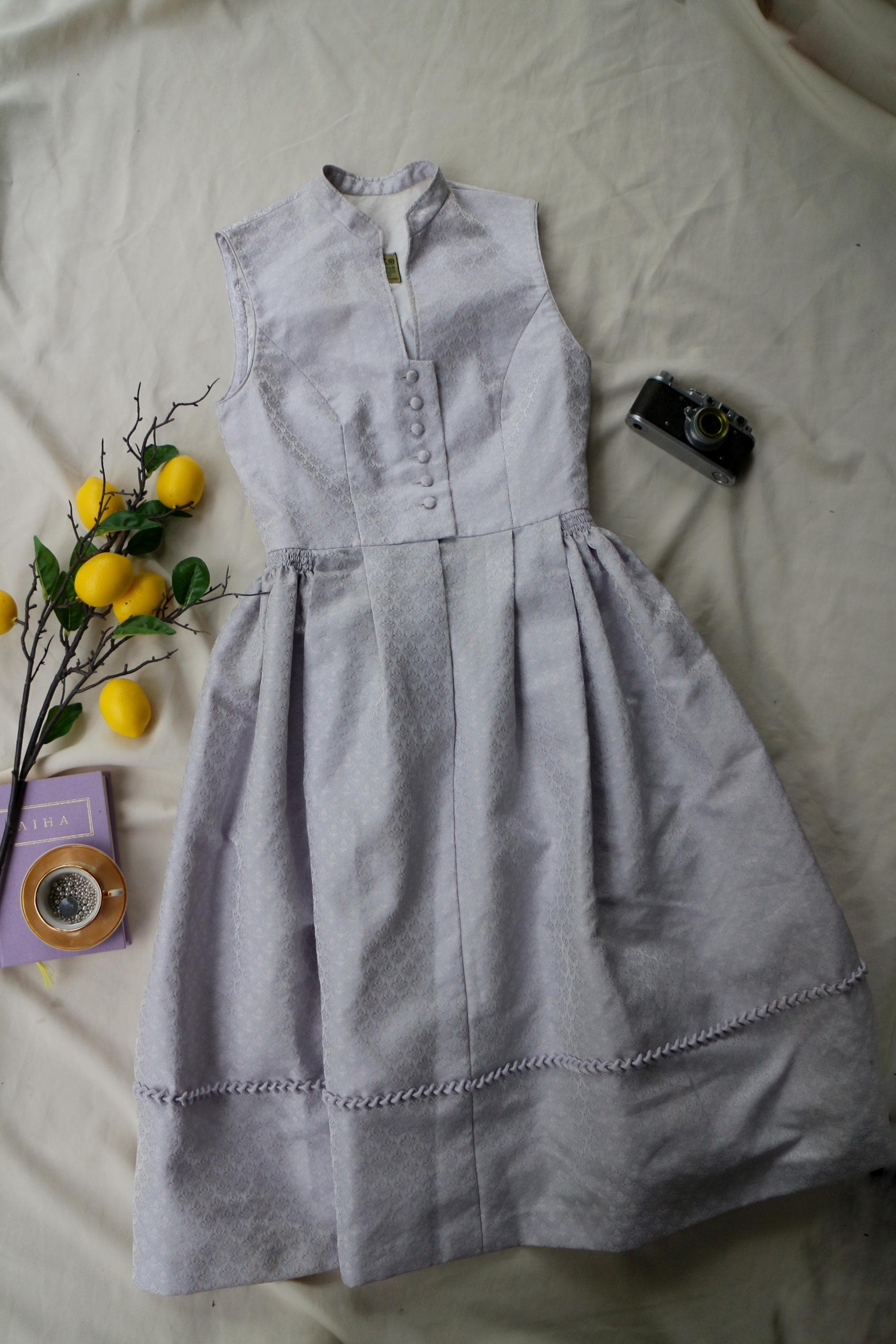 Dirndl Dress Vintage Trachten Palfinger Gray Austrian Folk Costume Cottagecore Prairie Dress