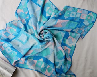 Vintage Galizine Silk Scarf: Italian Designer Hand-Rolled Hem