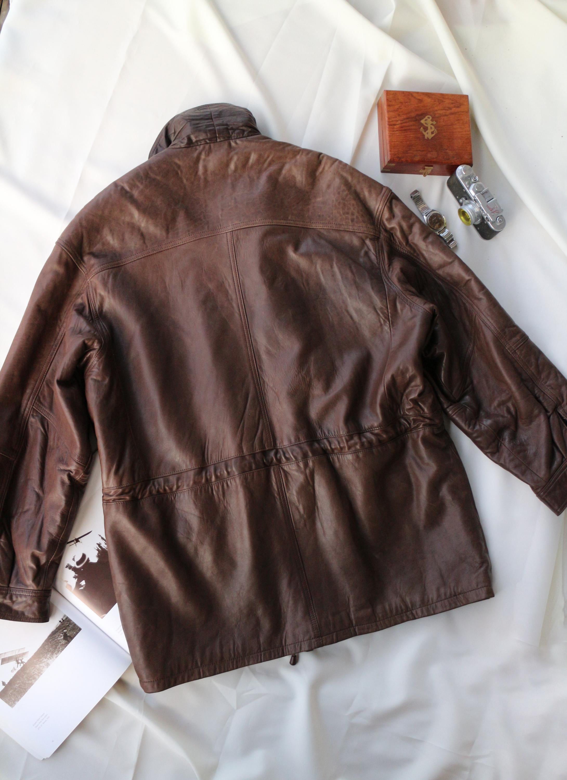 Leather Jacket Men's Vintage Ermenegildo Zegna Soft Brownclassic
