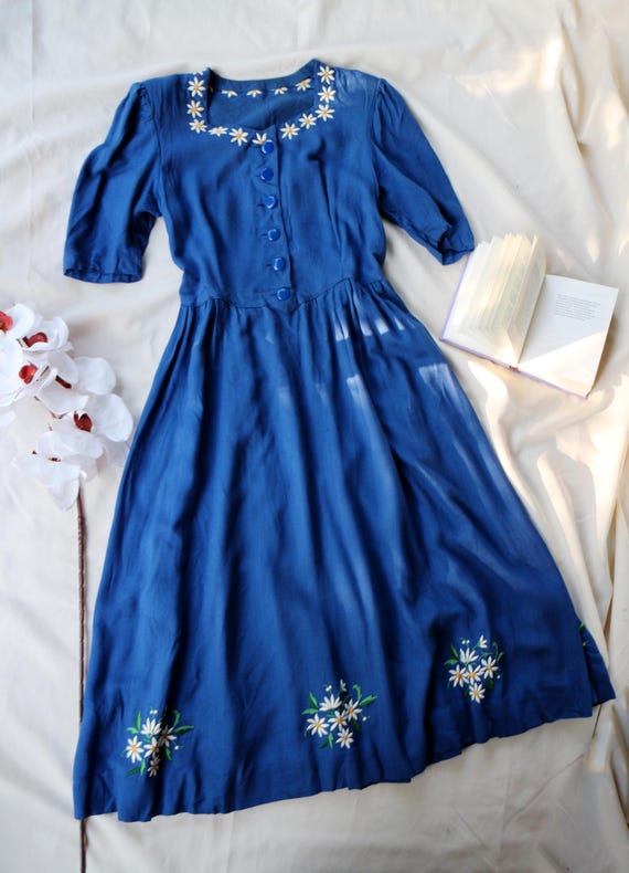 blue dress for baby girl Lily Daisy Dress Blue – Sunday St Tropez main image 1