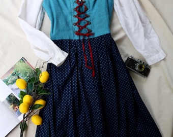 Vintage Tostmann Dirndl Dress: Austrian Trachten Folk Costume with Blouse