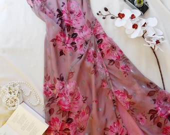 Silk Dress Vintage Y2K homecoming Pink Rose Polka Dot: Romantic Vintage Style Whimsigoth Dress European Summer