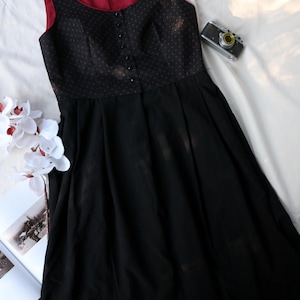 Black Polka Dot Dirndl Dress: Retro 1960s Rockabilly A-Line