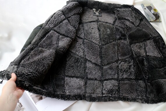 Vintage Italian Shearling Aviator Jacket | Patchw… - image 15