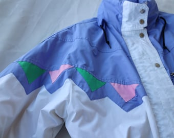 Ski Jacket Vintage Killy France 80s, Colorblock Geometric Retro