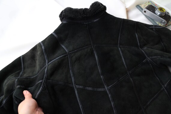Vintage Italian Shearling Aviator Jacket | Patchw… - image 13