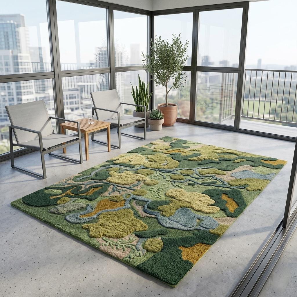 3D Moss Tufted Wool Rug | Nature Landscape Abstract Organic Carpet - Etsy