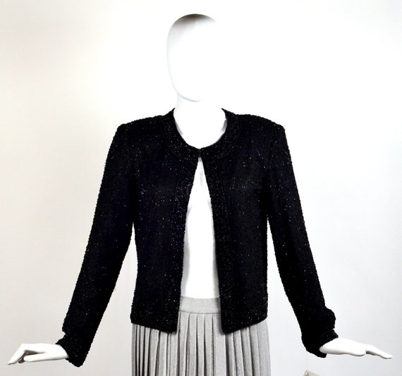 Vintage Black Sequin Jacket - image 1