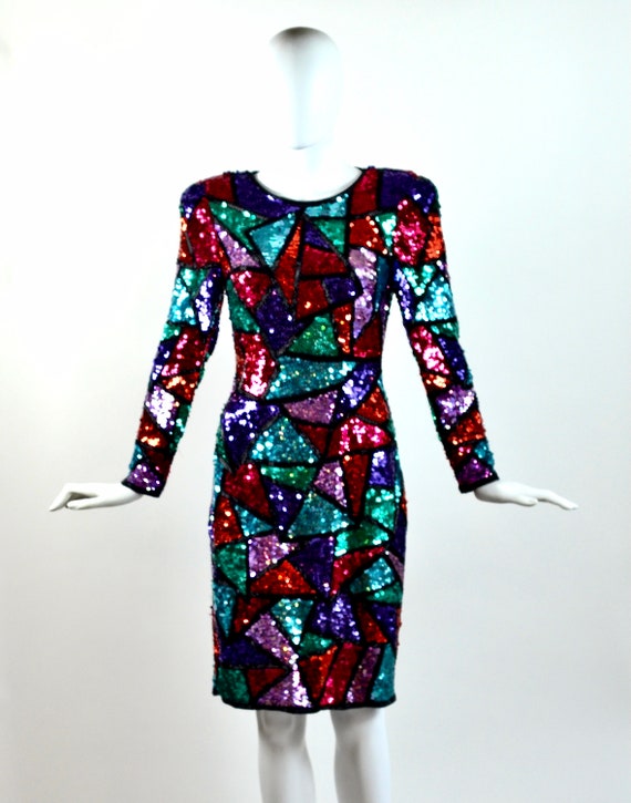 Vintage 80's Multicolor Sequin Dress