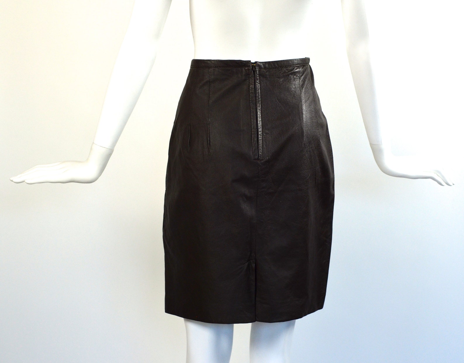 Vintage Brown Leather Skirt - Etsy Sweden