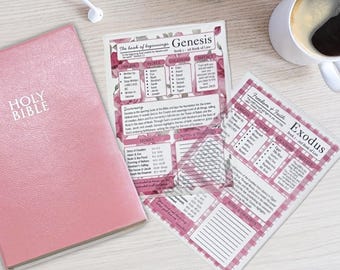 Pink Bible Tip Ins Vellum Paper | Bible Study Guide for Bible Journaling | Loaded Bible Inserts | 5x7 Bible Bookmarks | New Christian Gift