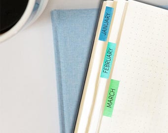 Monthly Planner Tabs Flush Mount Monthly Bullet Journal Tabs Low Profile Monthly Planner Tabs Small Planner Tabs Different Color Bujo Tabs