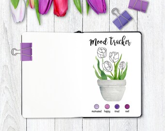 Mood Tracker Tulip Mood Tracker Floral Mood Tracker Flower Mood Tracker Spring Mood Tracker Summer Mood Tracker Simple Mood Tracker Stickers