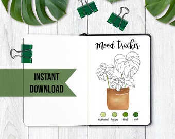 Mood Tracker Monstera Plant Mood Tracker Afdrukbare Mood Tracker Monstera Plant Mood Tracker Digitale Planner Mood Tracker Monstera Plant PNG