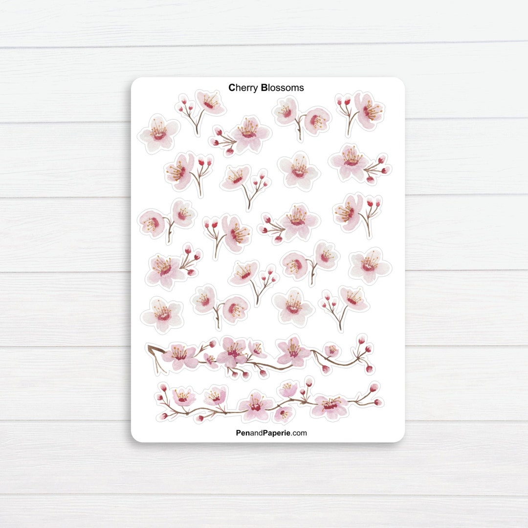 Cherry Blossom Stickers Pink Floral Stickers for Planner Cherry Blossom ...