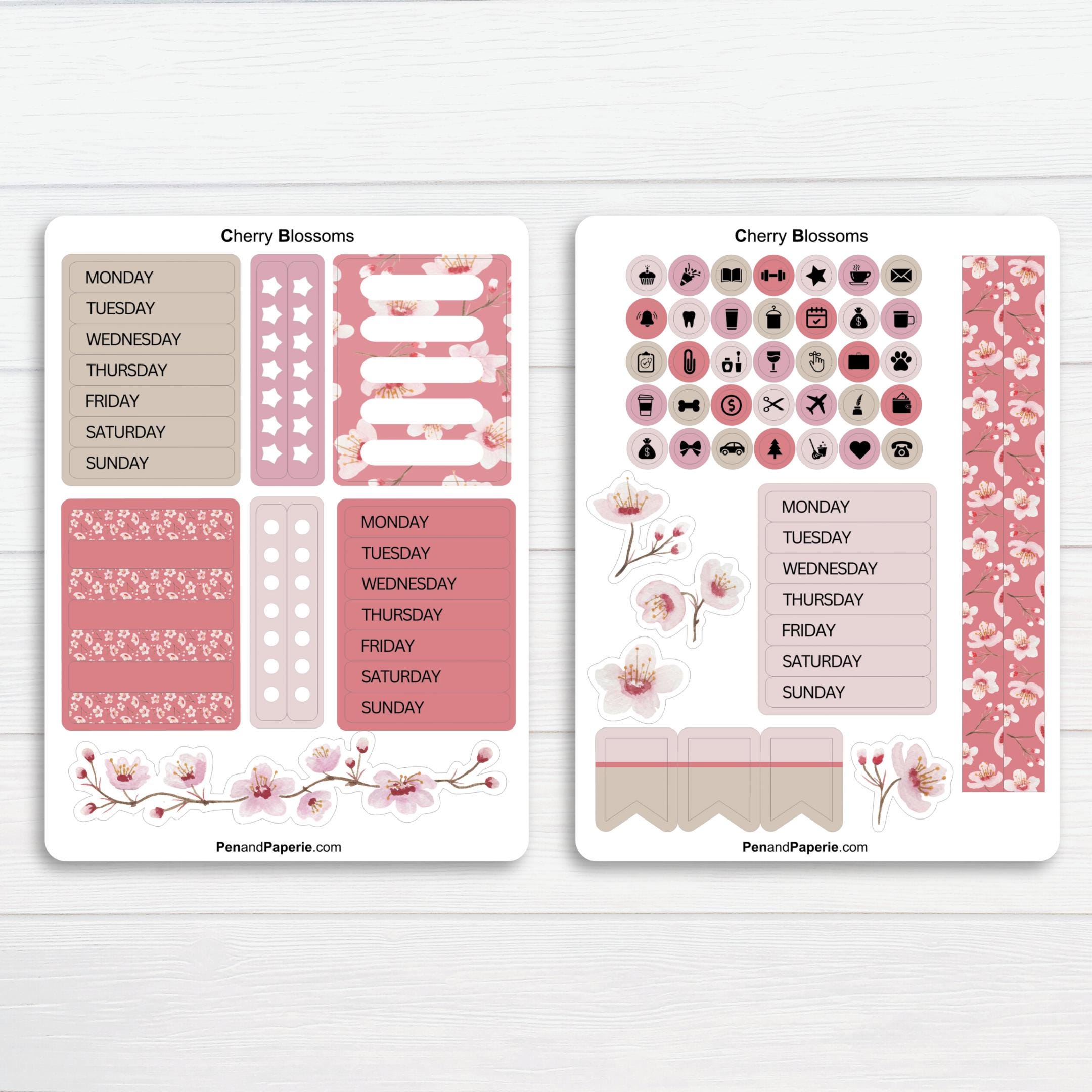 Cherry Blossom Planner Stickers Cherry Blossom Stickers for Bullet ...