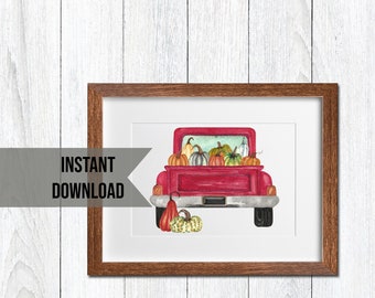 Vintage Truck Red Antique Truck Wall Art Printable Truck Filled With Pumpkins Wall Art Autumn Wall Art Fall Pumpkin Wall Art Thanksgiving