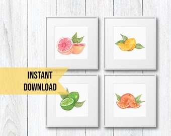 Wall Art Citrus Set Printable Wall Art Farmhouse Kitchen Printable Wall Art Cottagecore Kitchen Printable Wall Art Printable Lemon Lime Set