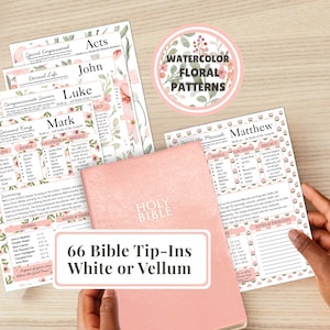 Rose Gold Bible Tip-Ins Set | Scripture Study Guide (Vellum or White) | Pink Loaded Bible Inserts Rose Gold Bible Journaling Accessories
